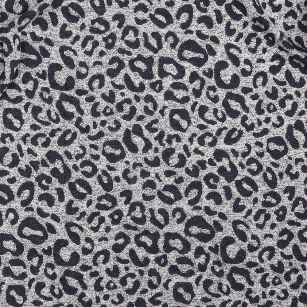TU Womens Grey Round Neck Animal Print Viscose Pullover Jumper Size 8