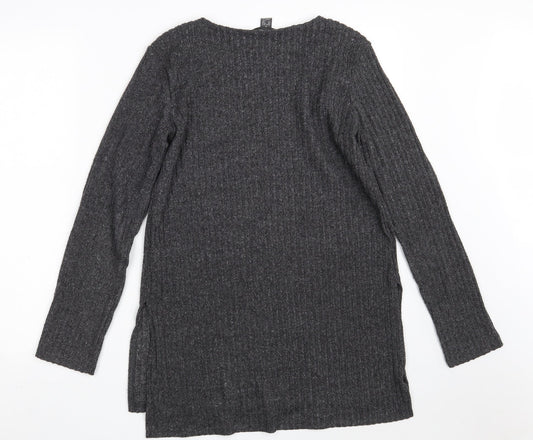 Primark Womens Grey Boat Neck  Polyester Pullover Jumper Size 10   - Size 10-12