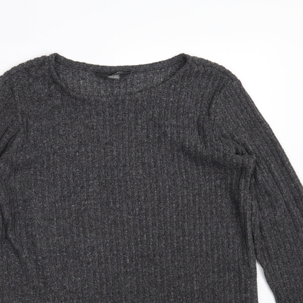 Primark Womens Grey Boat Neck  Polyester Pullover Jumper Size 10   - Size 10-12