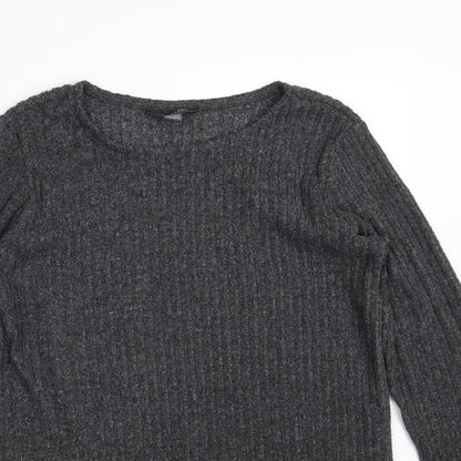 Primark Womens Grey Boat Neck  Polyester Pullover Jumper Size 10   - Size 10-12