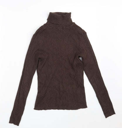 Primark Womens Brown High Neck  Viscose Pullover Jumper Size 14