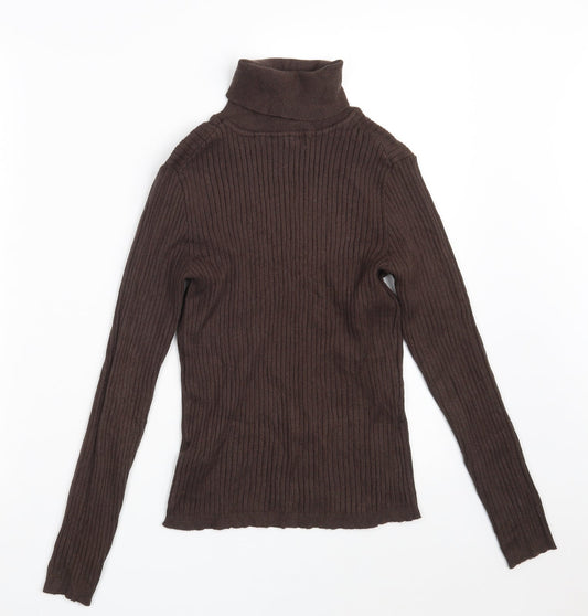 Primark Womens Brown High Neck  Viscose Pullover Jumper Size 14