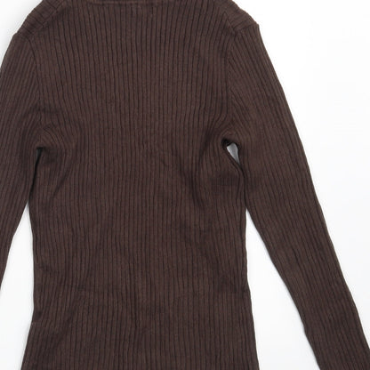Primark Womens Brown High Neck  Viscose Pullover Jumper Size 14