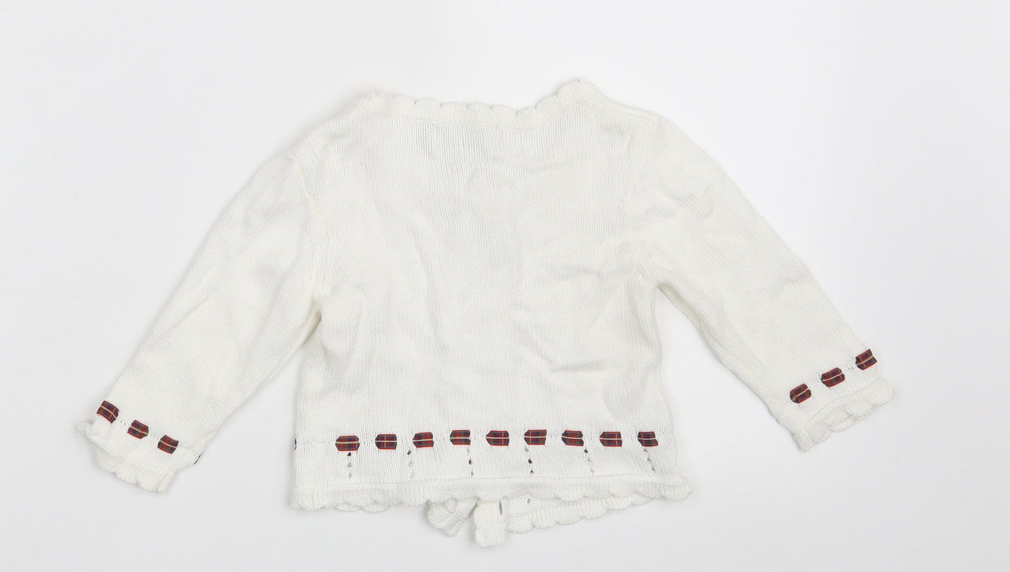 JPW JUNIOR Girls White  100% Cotton Cardigan Jumper Size 6-9 Months  Button