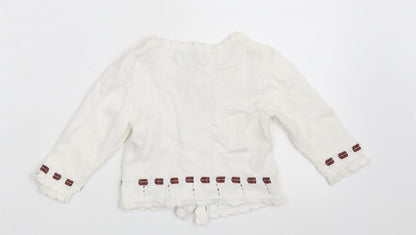 JPW JUNIOR Girls White  100% Cotton Cardigan Jumper Size 6-9 Months  Button
