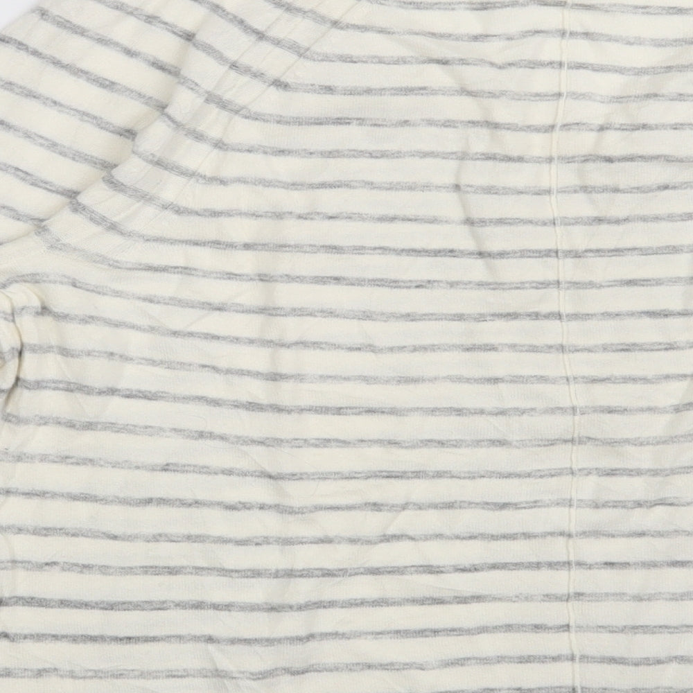 Gap Womens White V-Neck Striped Acrylic Pullover Jumper Size S