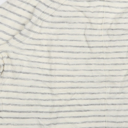 Gap Womens White V-Neck Striped Acrylic Pullover Jumper Size S