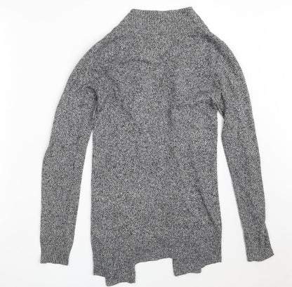 String of stars Womens Grey V-Neck  Cotton Wrap Jumper Size S