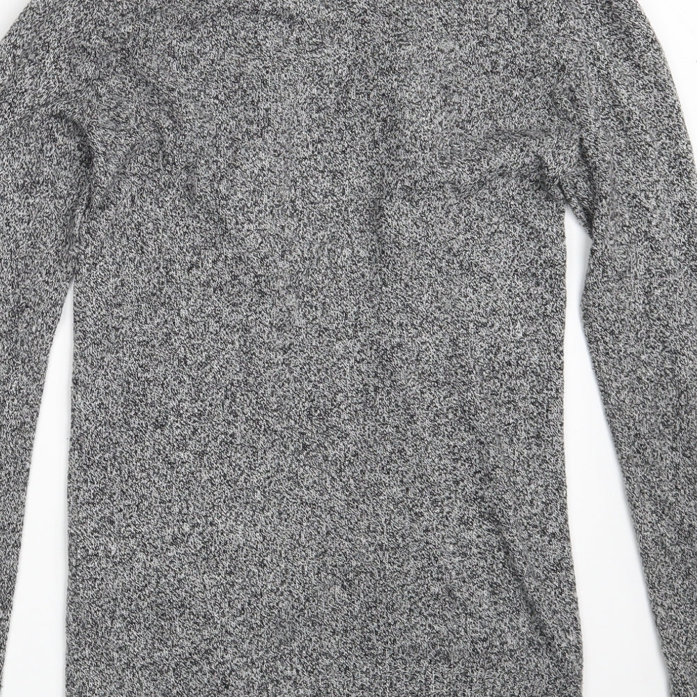 String of stars Womens Grey V-Neck  Cotton Wrap Jumper Size S