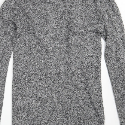 String of stars Womens Grey V-Neck  Cotton Wrap Jumper Size S