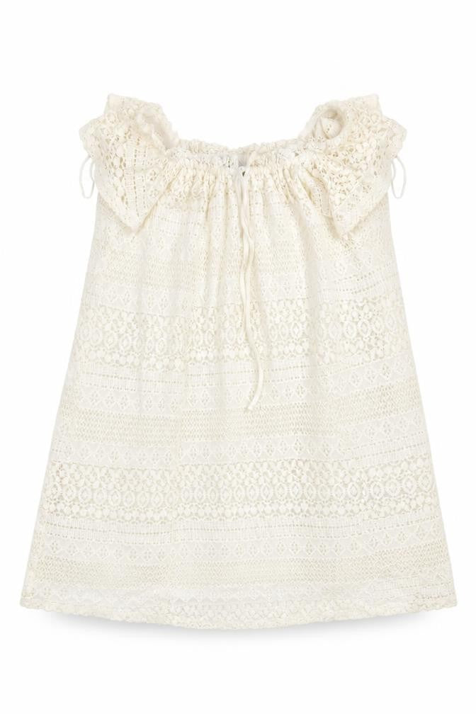 Front view of Topshop women’s ivory floral cotton a-line, size UK 6, boat neck