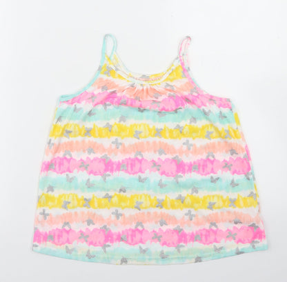 Isaac Mizrahi Girls Multicoloured Floral Polyester Camisole T-Shirt Size 7-8 Years Round Neck  - Tie Dye