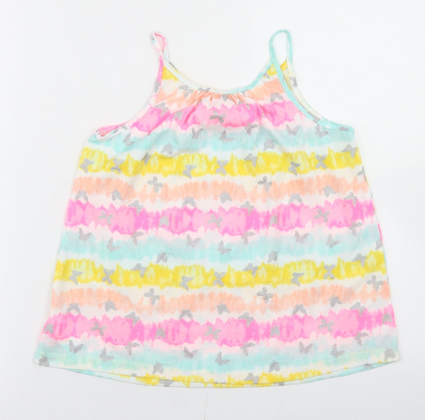 Isaac Mizrahi Girls Multicoloured Floral Polyester Camisole T-Shirt Size 7-8 Years Round Neck  - Tie Dye