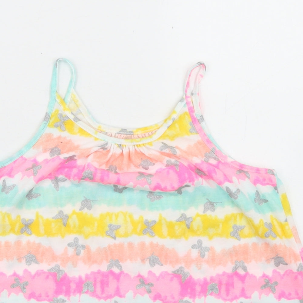 Isaac Mizrahi Girls Multicoloured Floral Polyester Camisole T-Shirt Size 7-8 Years Round Neck  - Tie Dye