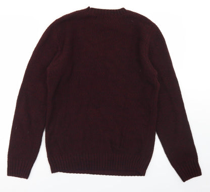 Cedar Wood State Mens Purple Crew Neck  Acrylic Pullover Jumper Size S