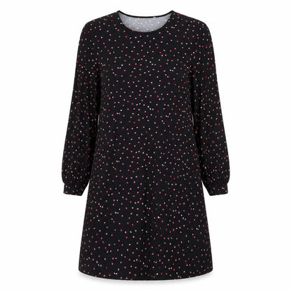 Mango Womens Black Polka Dot Polyester A-Line  Size M  Round Neck