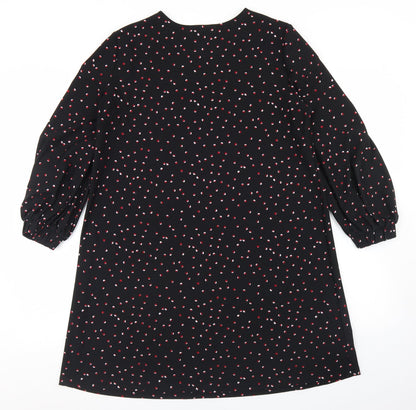 Mango Womens Black Polka Dot Polyester A-Line  Size M  Round Neck
