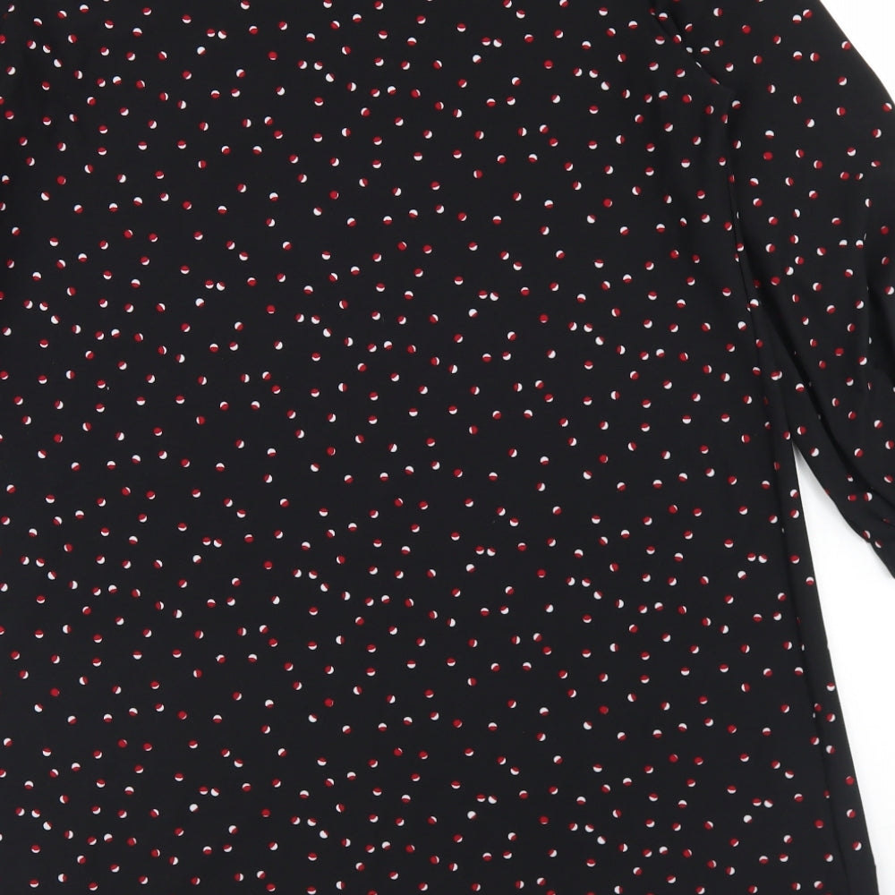 Mango Womens Black Polka Dot Polyester A-Line  Size M  Round Neck
