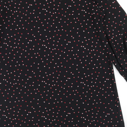 Mango Womens Black Polka Dot Polyester A-Line  Size M  Round Neck