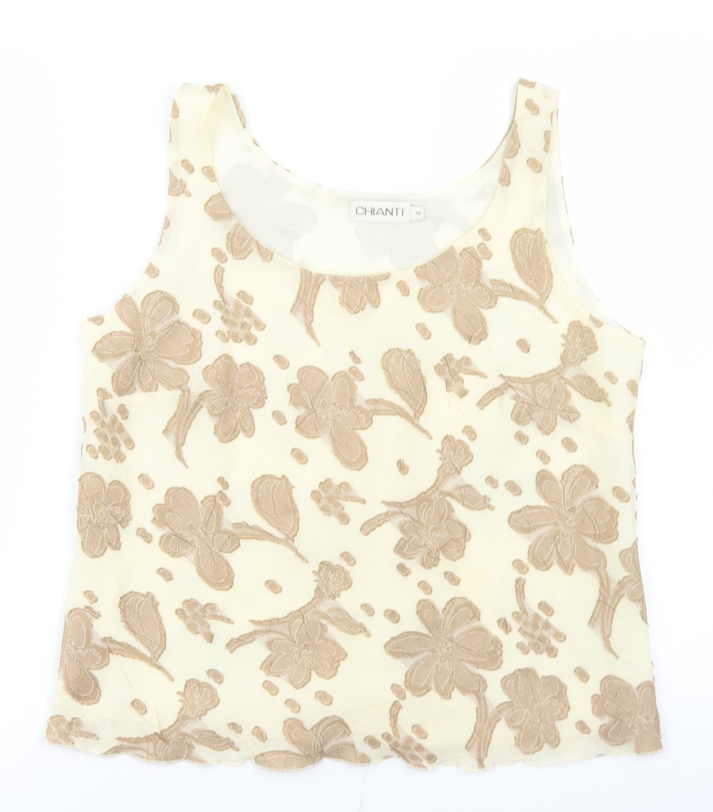 Womens UK Size 12 Chianti Beige Cropped Blouse