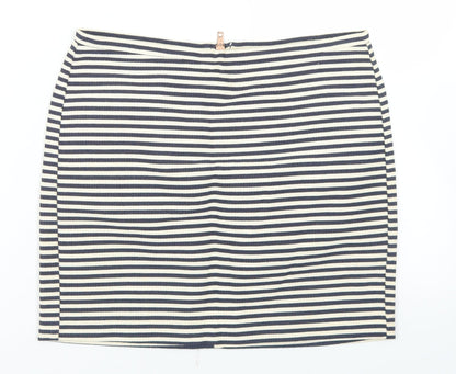 H&M Womens Blue Striped Cotton Straight & Pencil Skirt Size 6   Zip