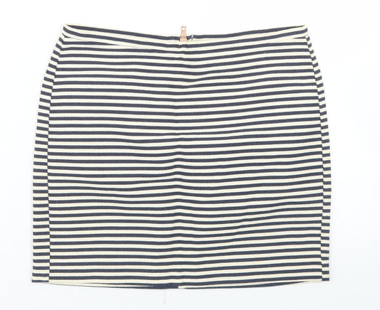 H&M Womens Blue Striped Cotton Straight & Pencil Skirt Size 6   Zip