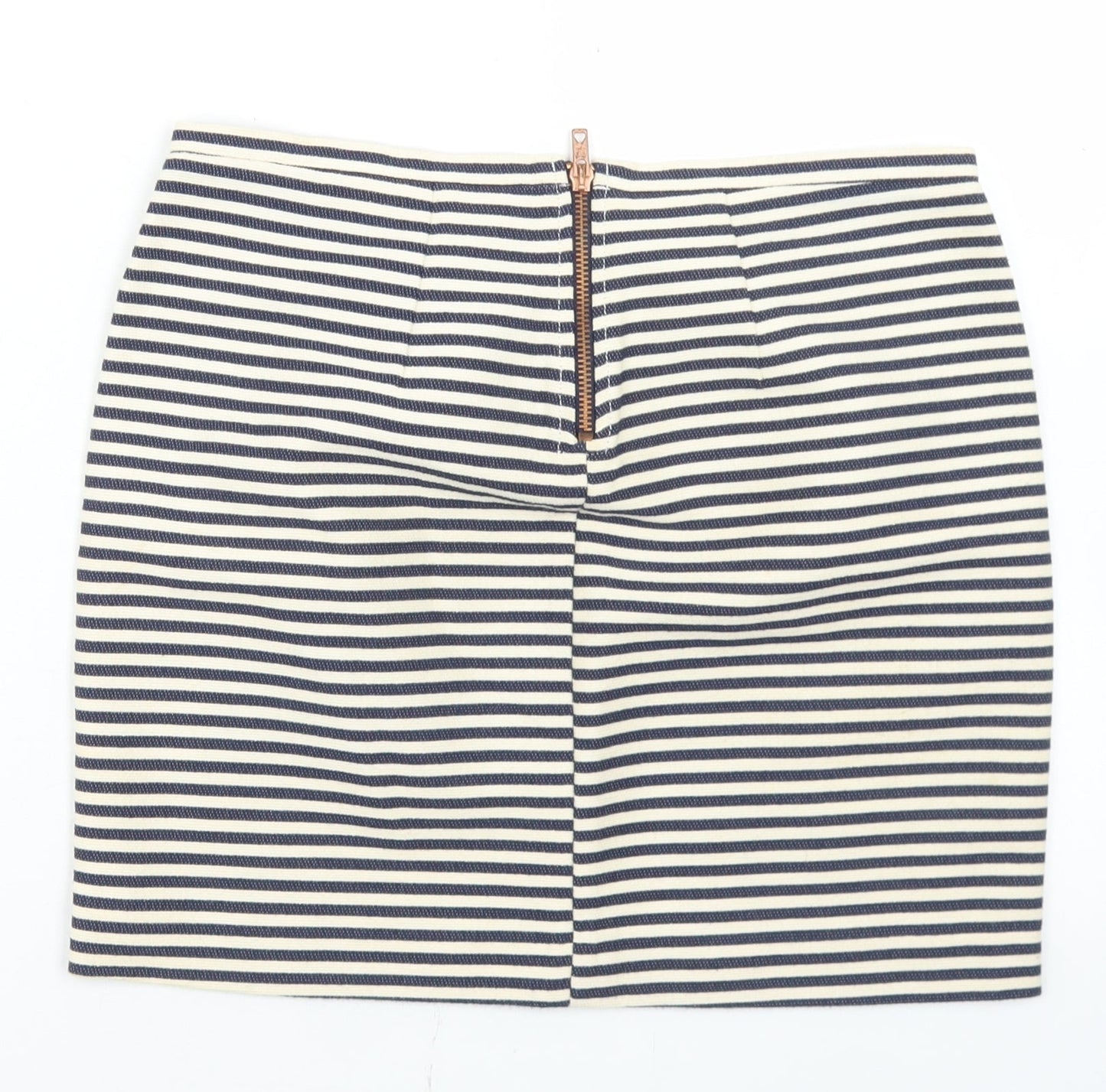 H&M Womens Blue Striped Cotton Straight & Pencil Skirt Size 6   Zip