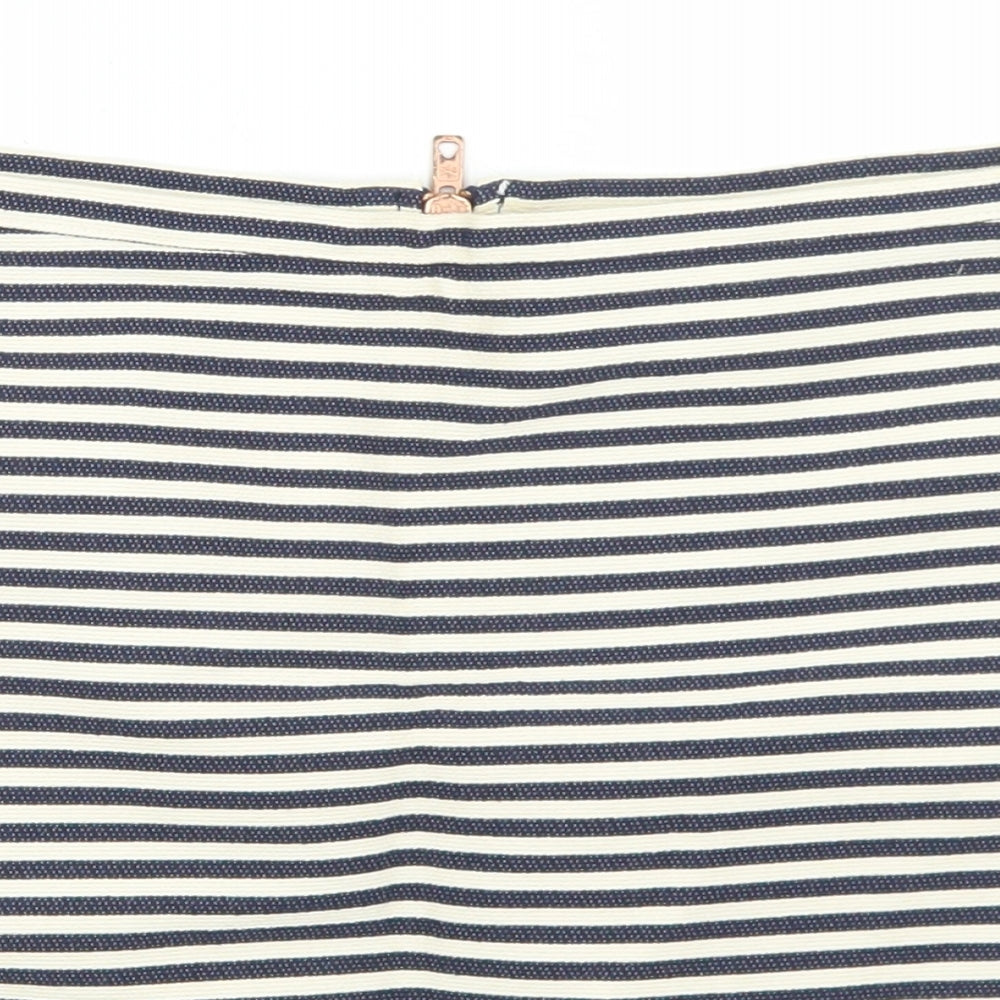 H&M Womens Blue Striped Cotton Straight & Pencil Skirt Size 6   Zip