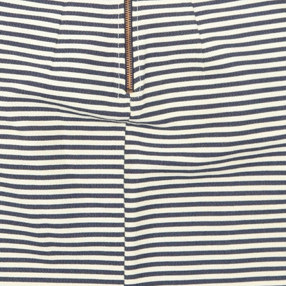 H&M Womens Blue Striped Cotton Straight & Pencil Skirt Size 6   Zip