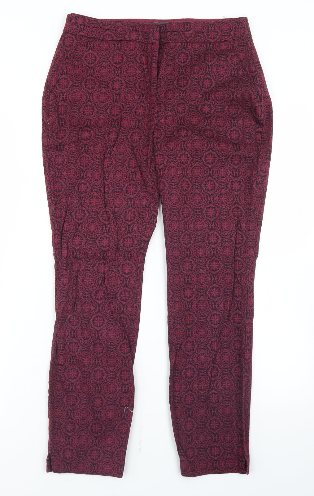 Atmosphere Womens Purple Argyle/Diamond Cotton Dress Pants Trousers Size 8 L24 in Regular Hook & Eye