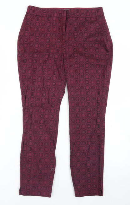 Atmosphere Womens Purple Argyle/Diamond Cotton Dress Pants Trousers Size 8 L24 in Regular Hook & Eye