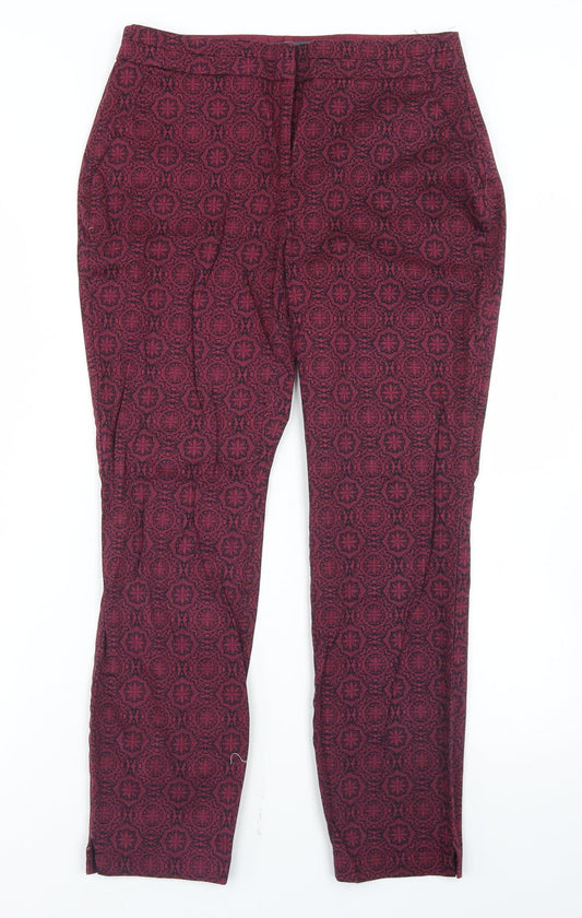 Atmosphere Womens Purple Argyle/Diamond Cotton Dress Pants Trousers Size 8 L24 in Regular Hook & Eye
