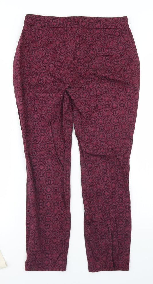 Atmosphere Womens Purple Argyle/Diamond Cotton Dress Pants Trousers Size 8 L24 in Regular Hook & Eye