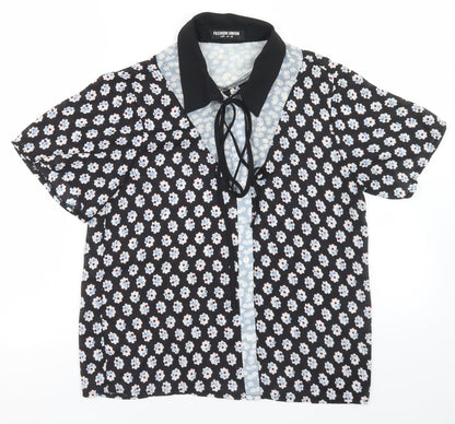 Womens UK Size 8 Fashion Union Black Basic Blouse
