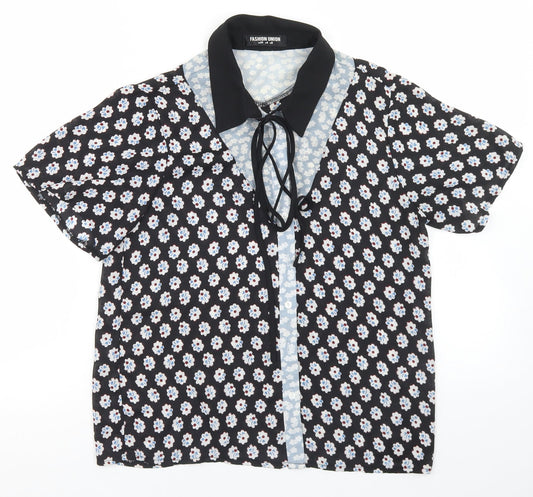 Womens UK Size 8 Fashion Union Black Basic Blouse
