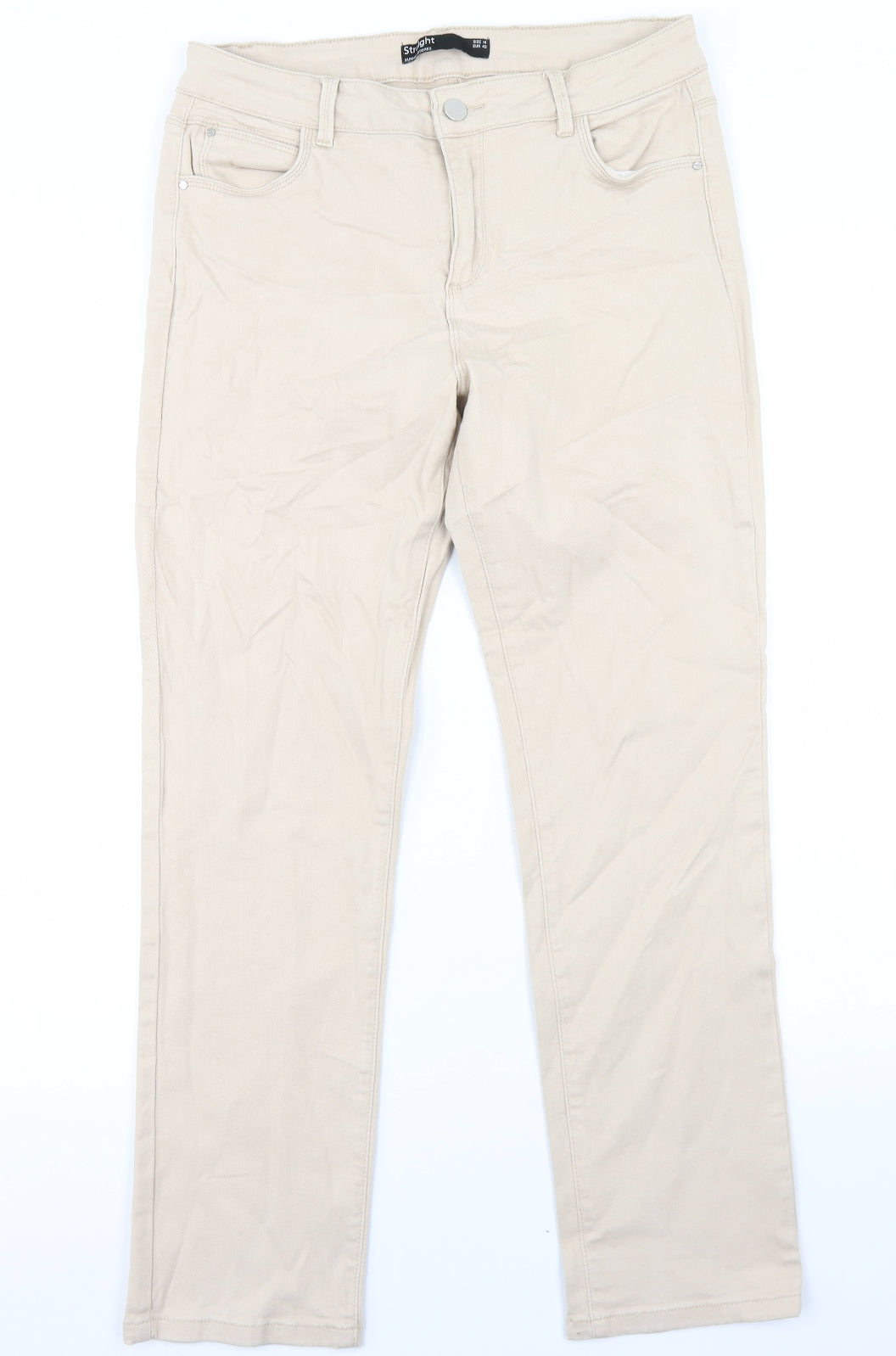 Dunnes Stores Womens Beige  Cotton Skinny Jeans Size 14 L28 in Regular Button