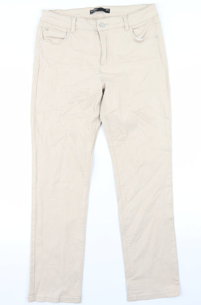 Dunnes Stores Womens Beige  Cotton Skinny Jeans Size 14 L28 in Regular Button