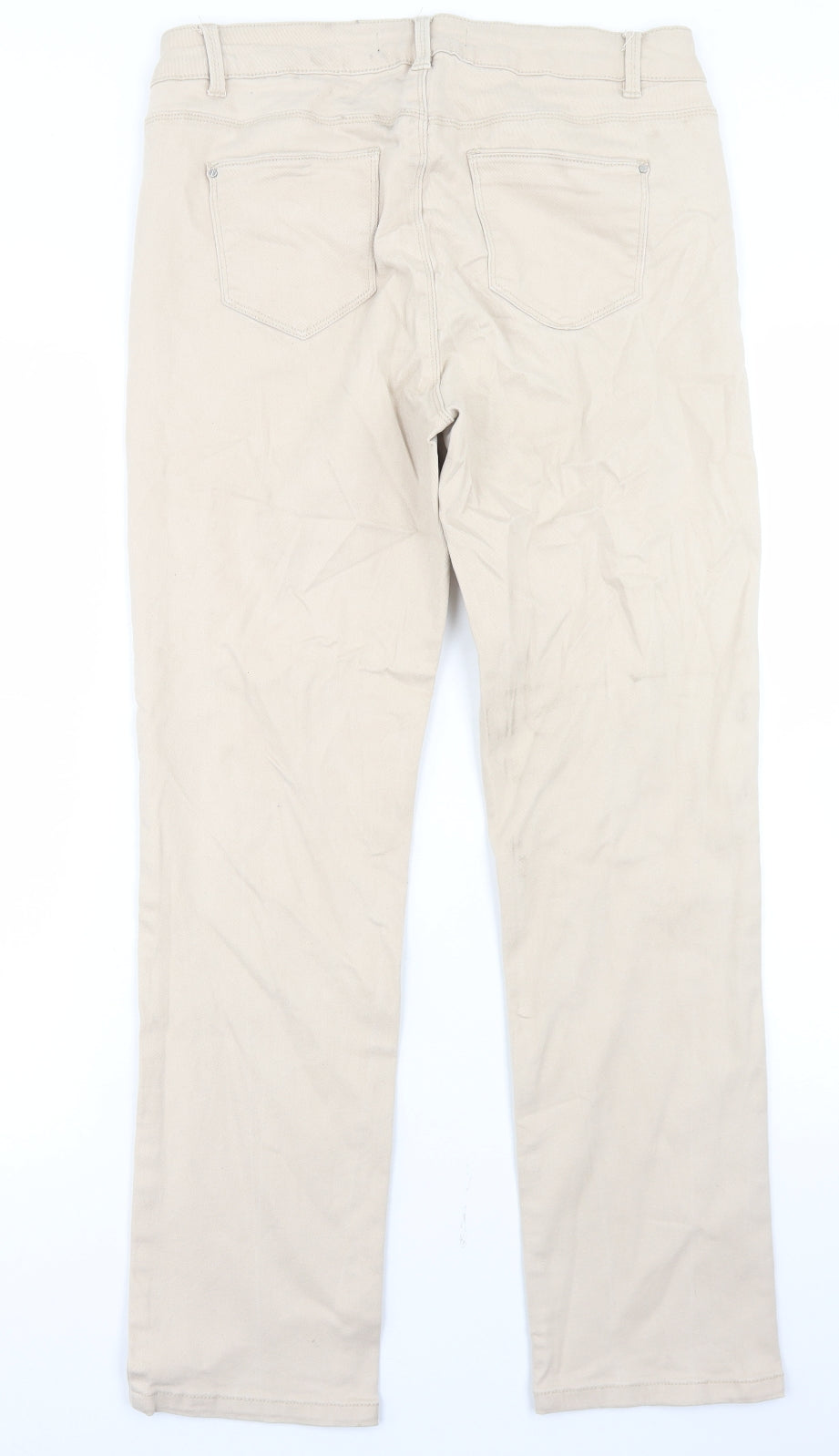 Dunnes Stores Womens Beige  Cotton Skinny Jeans Size 14 L28 in Regular Button