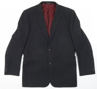 1880 Club Mens Black Striped Polyester Jacket Blazer Size 36