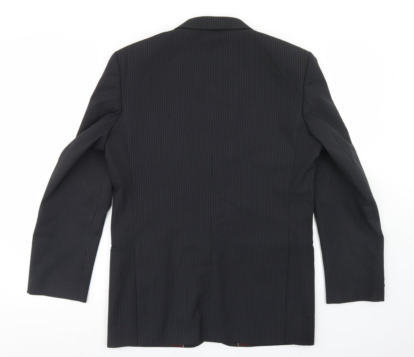 1880 Club Mens Black Striped Polyester Jacket Blazer Size 36