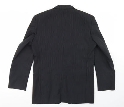 1880 Club Mens Black Striped Polyester Jacket Blazer Size 36