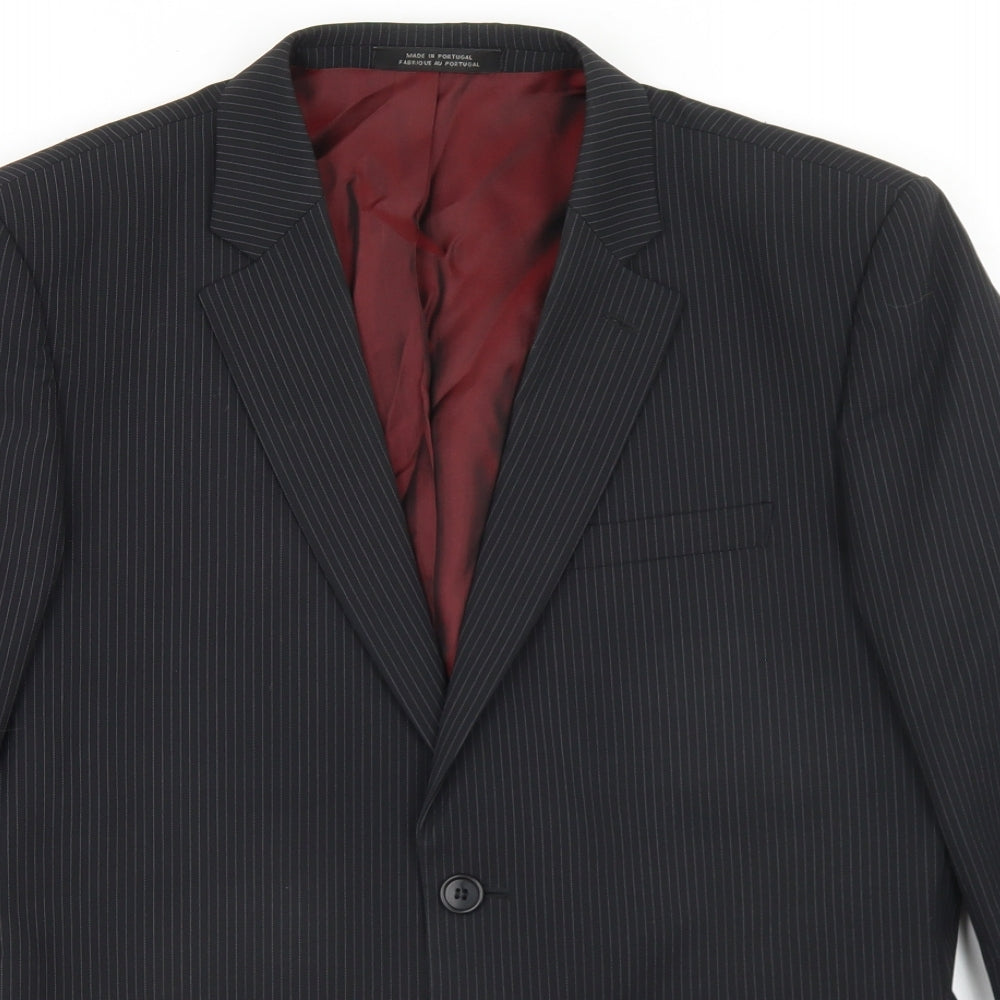 1880 Club Mens Black Striped Polyester Jacket Blazer Size 36