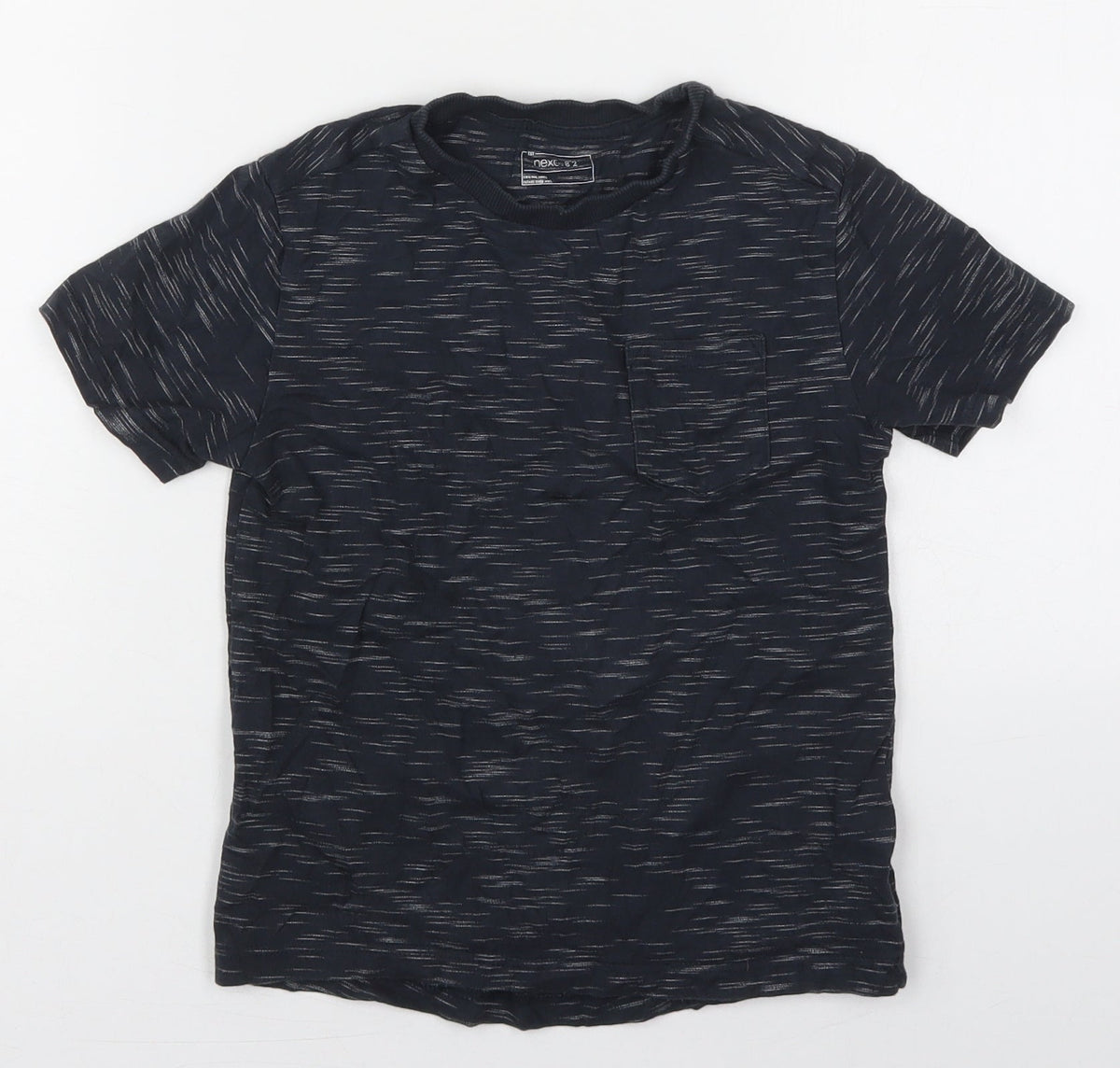 Additional front view of Next boys’ grey cotton basic t-shirt, size 6, years crew neck pullover