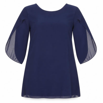 Front view of Grace Karen women’s blue polyester mini, size XL, round neck zip
