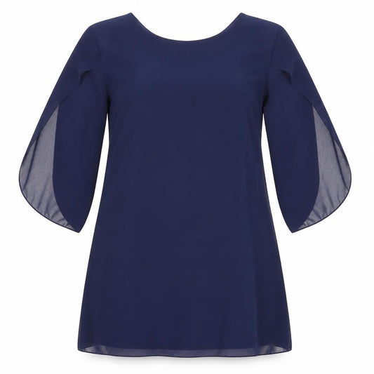 Front view of Grace Karen women’s blue polyester mini, size XL, round neck zip