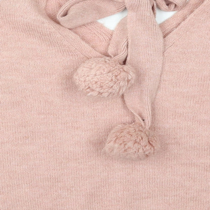 Primark Womens Pink V-Neck  Acrylic Pullover Jumper Size 14   - Pom Pom