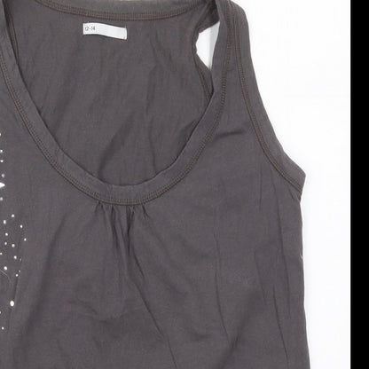 Ethel Austin Womens Grey  Cotton Basic Tank Size 12 Round Neck