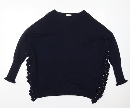 Front view of Kilky women’s blue round neck viscose jumper one size