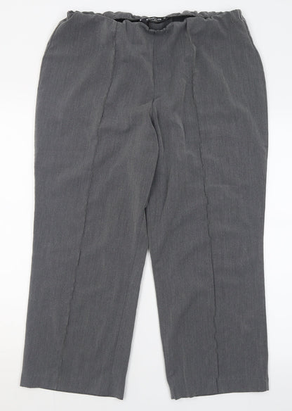 Womens UK Size 18 bonmarch Regular Fit Cropped Grey Trousers