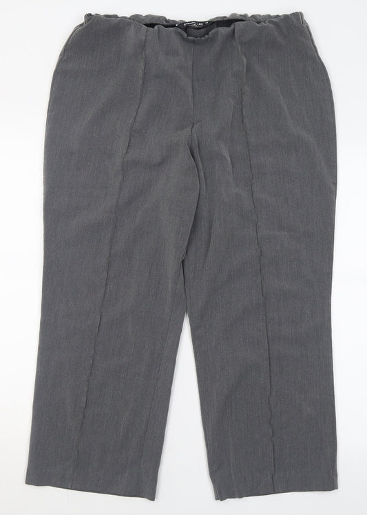 Womens UK Size 18 bonmarch Regular Fit Cropped Grey Trousers